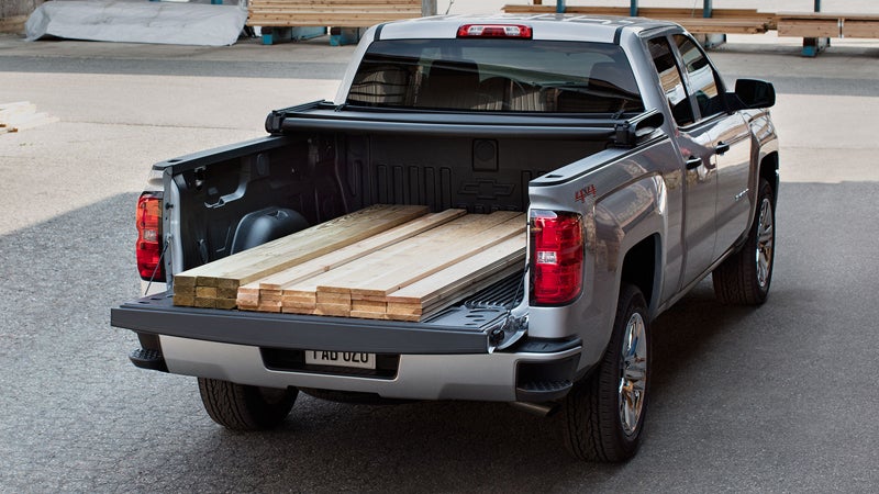 wooden ply in back of Chevrolet Silverado